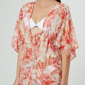 COPY - NWT Evarae Short Kaftan, Size Large, 100% silk Coral